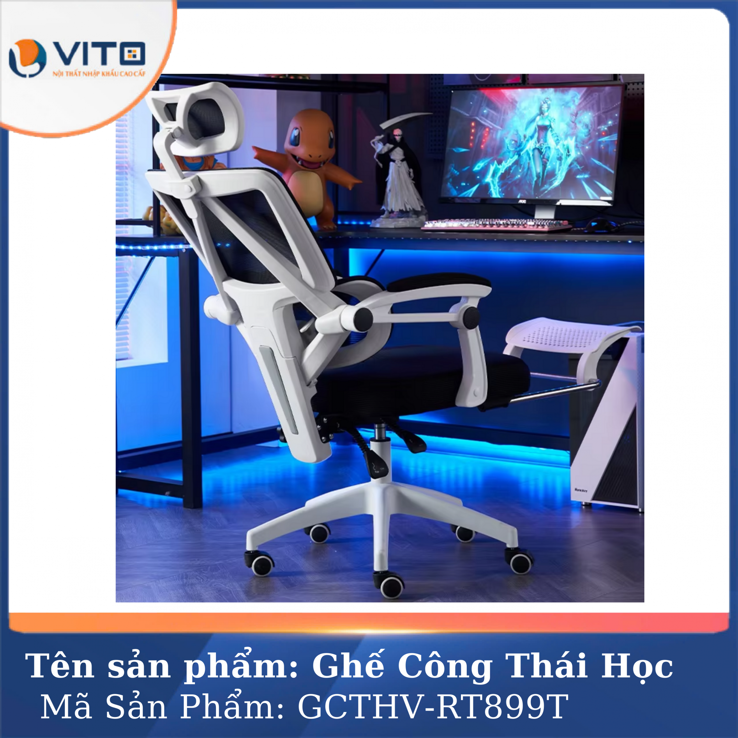GHẾ CÔNG THÁI HỌC VITO GCTHV-RT899T 2 Ghế công thái học Vito GCTHV-RT899T - Ảnh 2