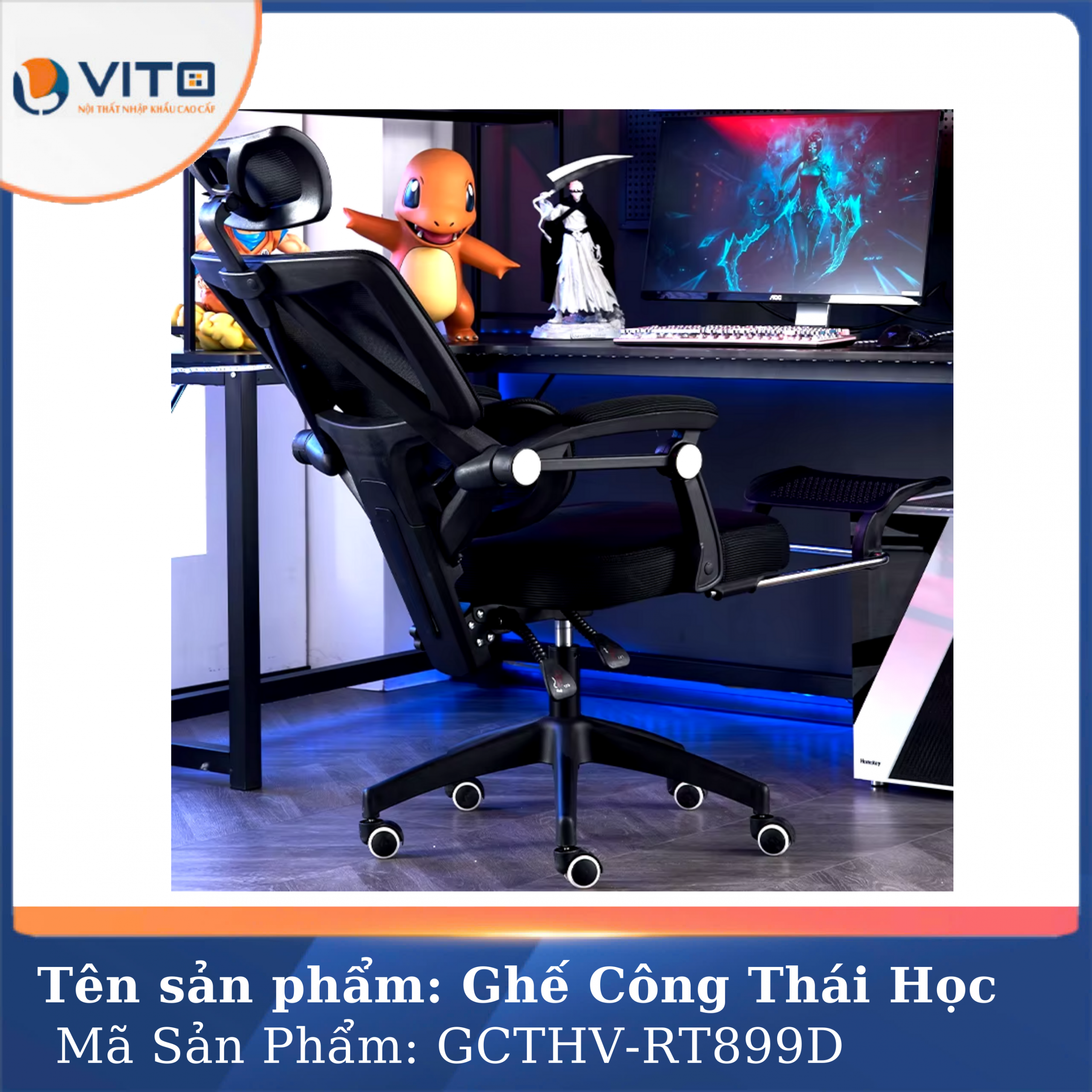 GHẾ CÔNG THÁI HỌC VITO GCTHV-RT899D 2 Ghế công thái học Vito GCTHV-RT899D - Ảnh 2