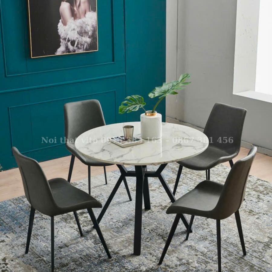 Bộ bàn ăn tròn 4 ghế Vito BAV-T2401