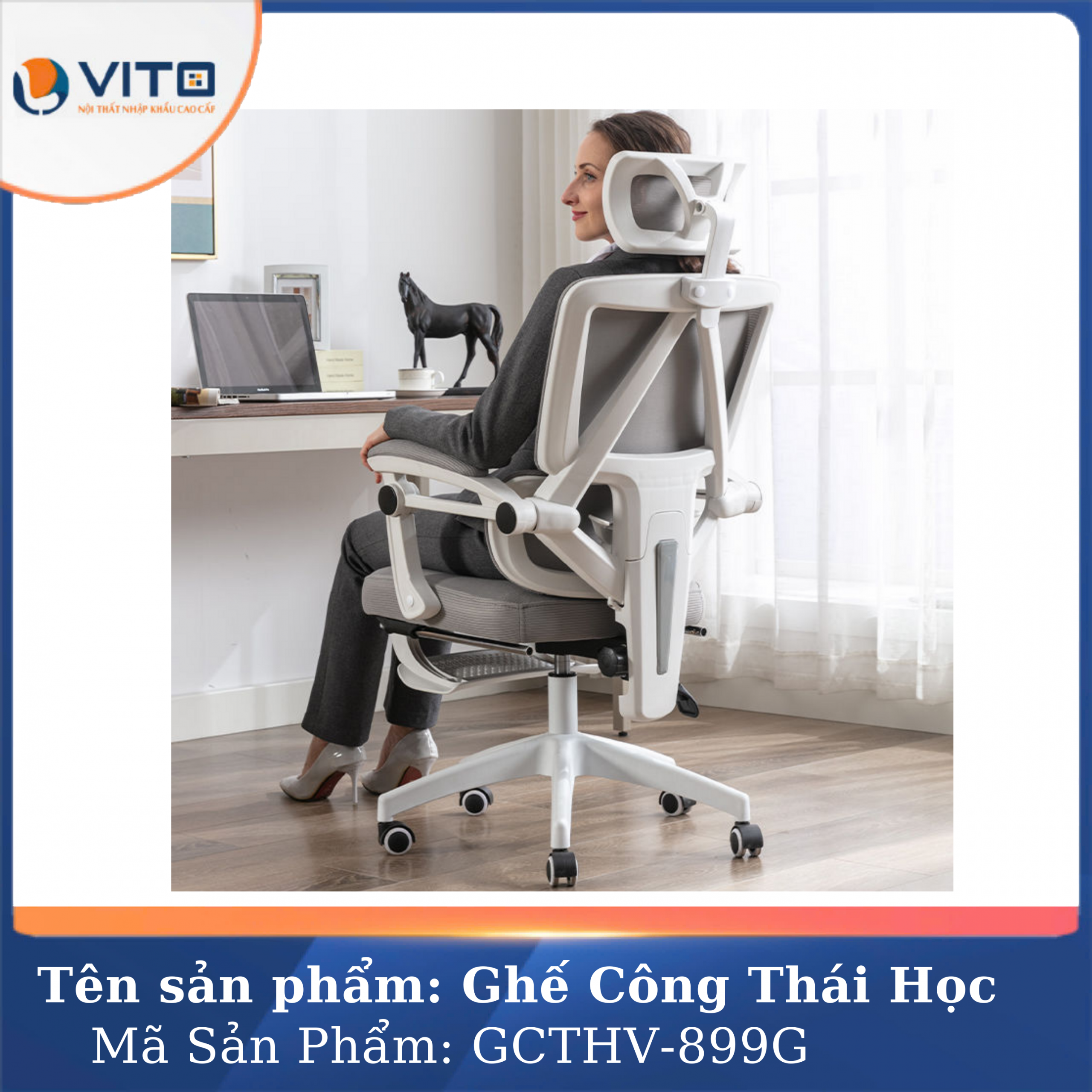 GHẾ CÔNG THÁI HỌC VITO GCTHV-RT899G 4 Ghế công thái học Vito GCTHV-RT899G - Ảnh 4