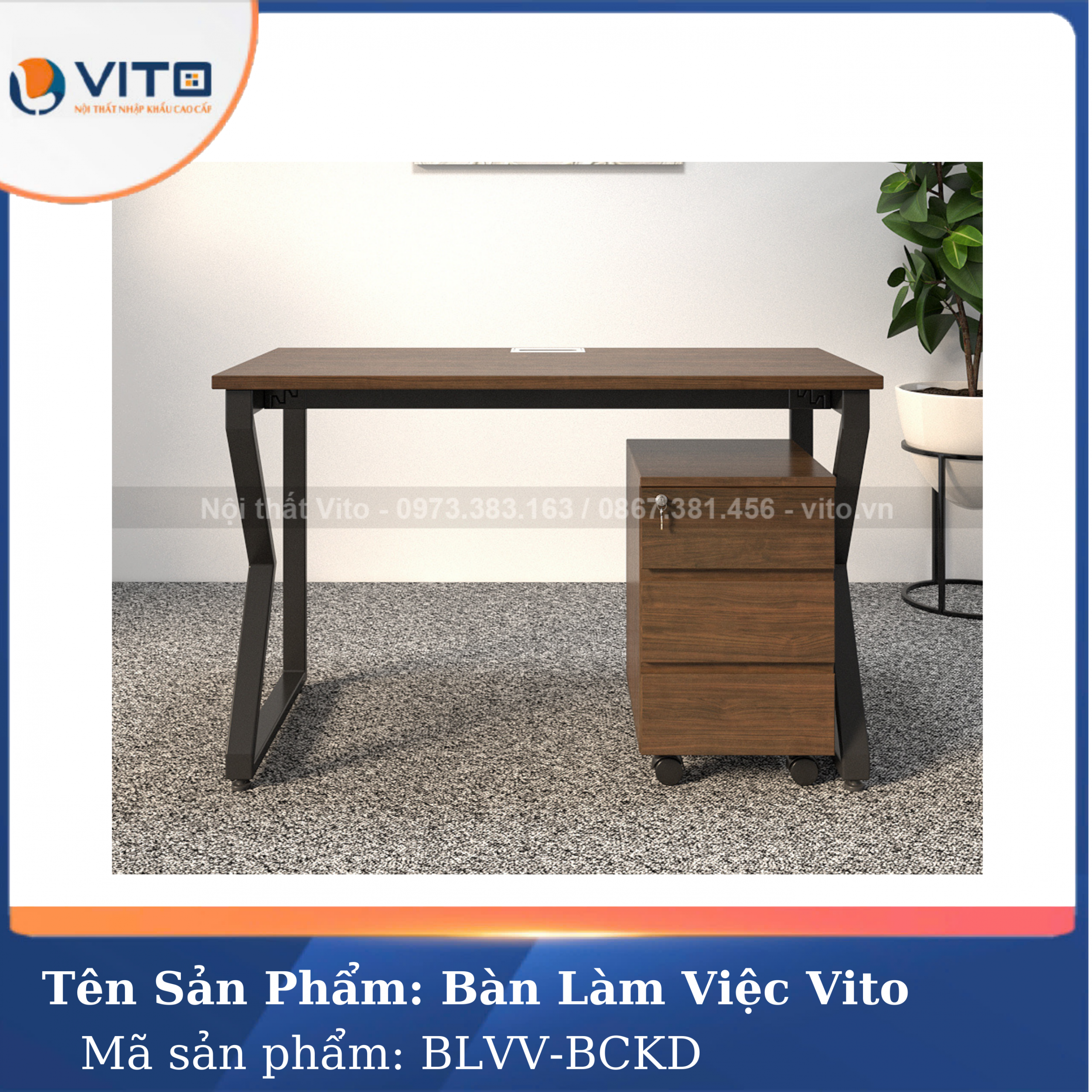 BÀN LÀM VIỆC KHUNG SẮT CHÂN CHỮ K VITO 1M2 BLVV – BCKD 3 Bàn làm việc khung sắt chân chữ K Vito 1m2 BLVV – BCKD - Ảnh 3