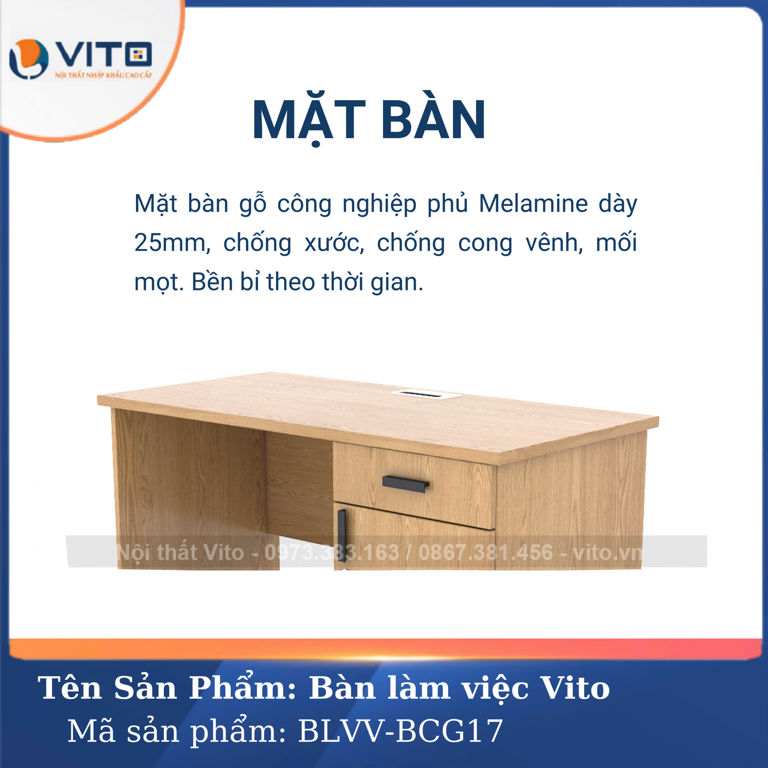 BÀN LÀM VIỆC CHÂN GỖ BLVV-BCG17 3 Bàn Làm việc chân gỗ BLVV-BCG17 - Ảnh 3