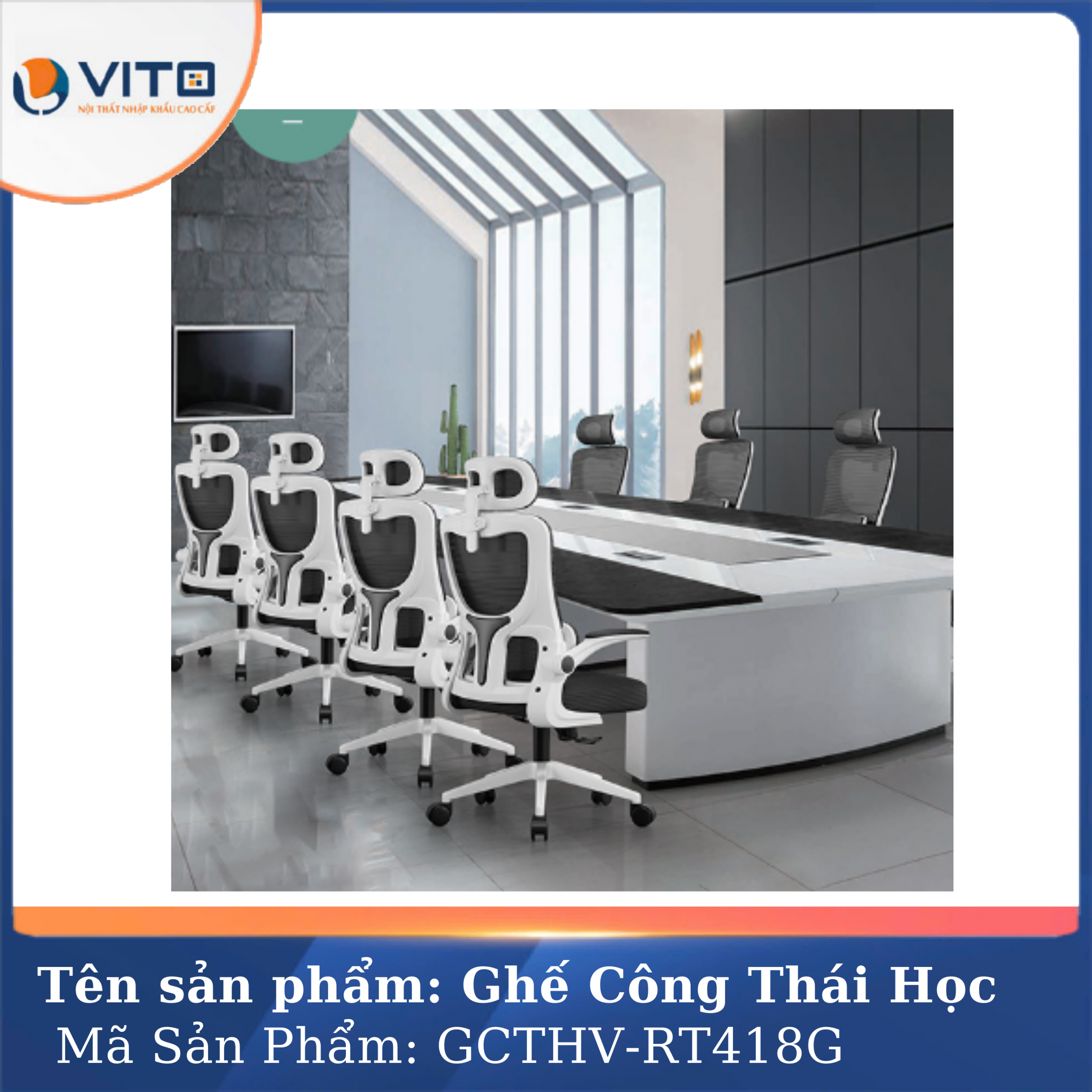 GHẾ CÔNG THÁI HỌC VITO GCTHV-RT418G 6 Ghế công thái học Vito GCTHV-RT418G - Ảnh 6