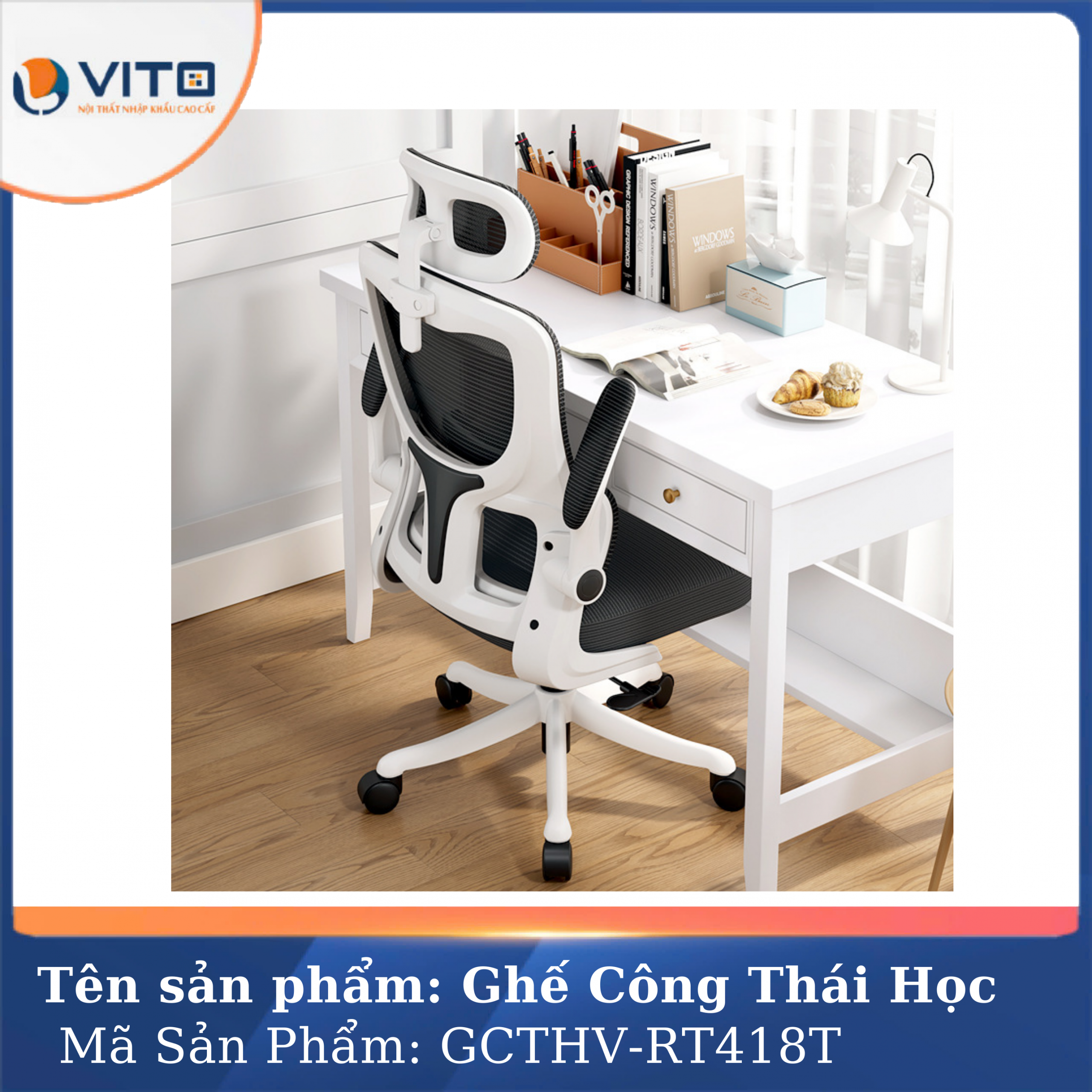 GHẾ CÔNG THÁI HỌC VITO GCTHV-RT418T 5 Ghế công thái học Vito GCTHV-RT418T - Ảnh 5