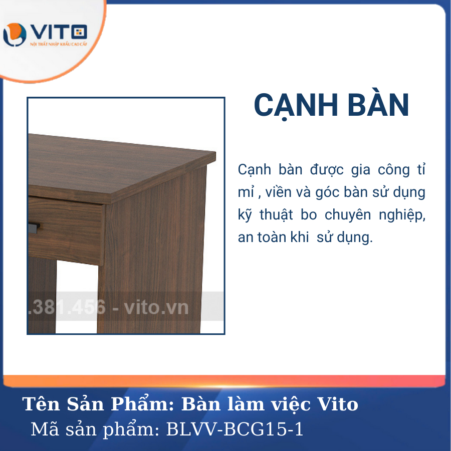 BÀN LÀM VIỆC CHÂN GỖ VITO BLVV-BCG15-1 8 Bàn làm việc chân gỗ Vito BLVV-BCG15-1 - Ảnh 8