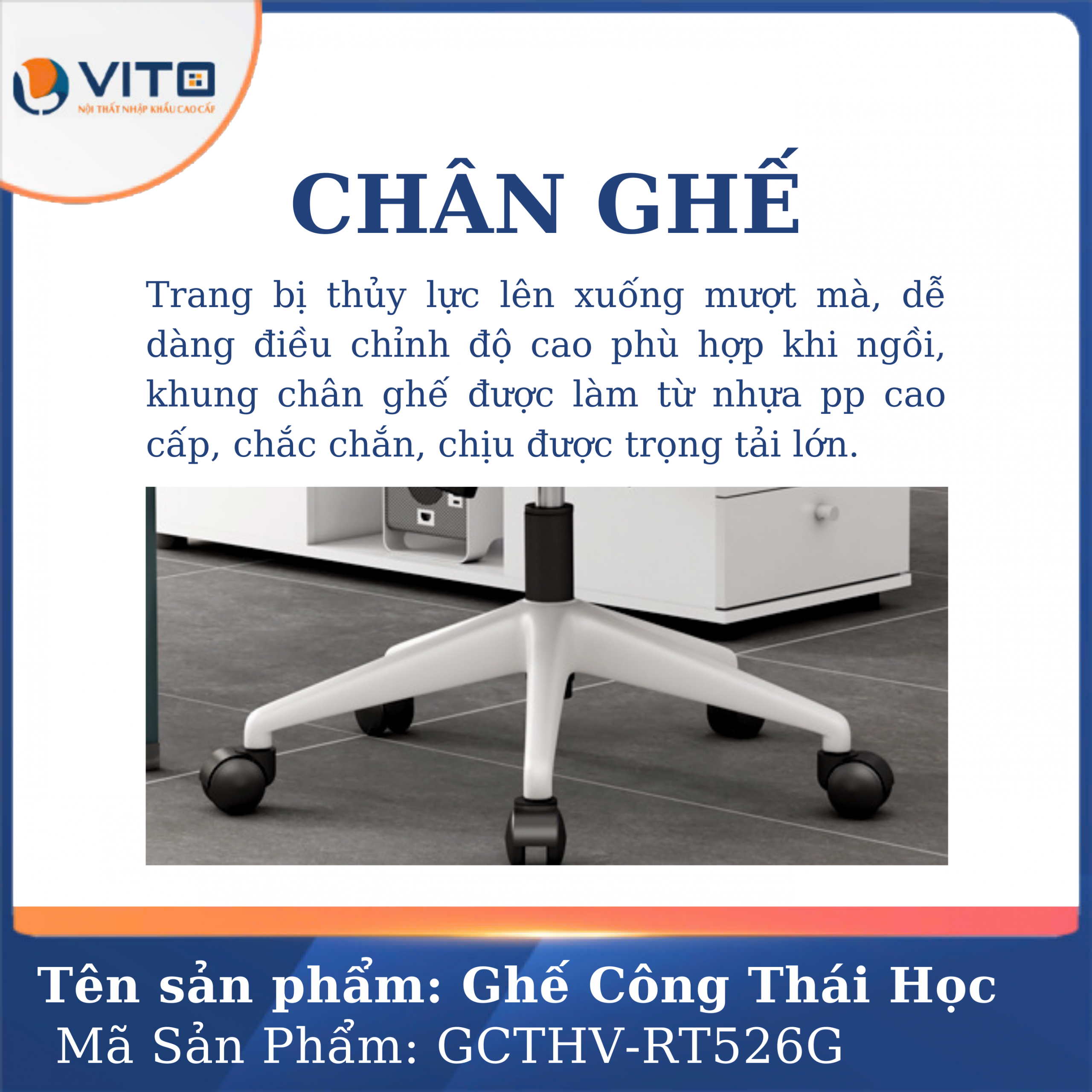 GHẾ CÔNG THÁI HỌC VITO GCTHV-RT526G 8 Ghế công thái học Vito GCTHV-RT526G - Ảnh 8