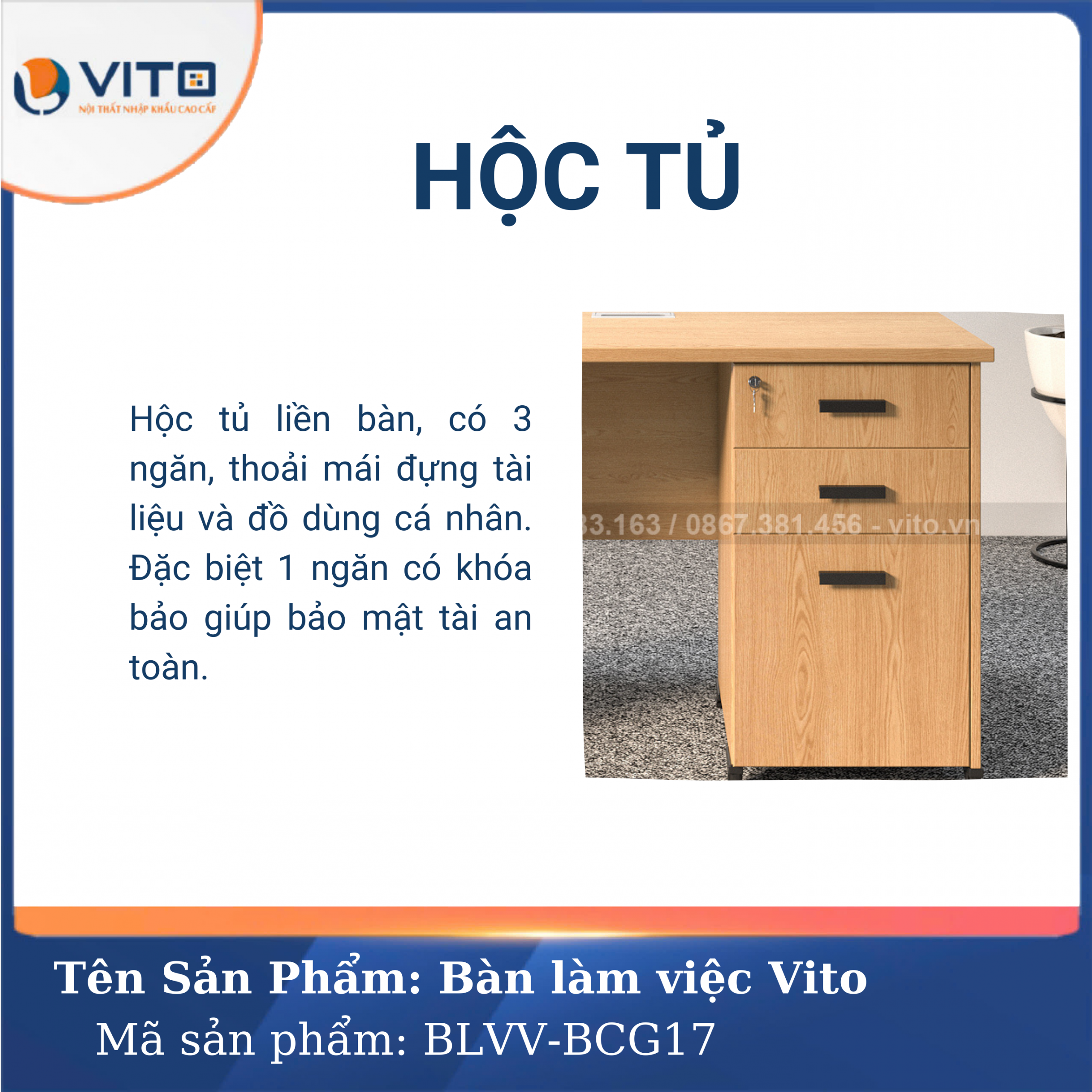 BÀN LÀM VIỆC CHÂN GỖ BLVV-BCG17 2 Bàn Làm việc chân gỗ BLVV-BCG17 - Ảnh 2