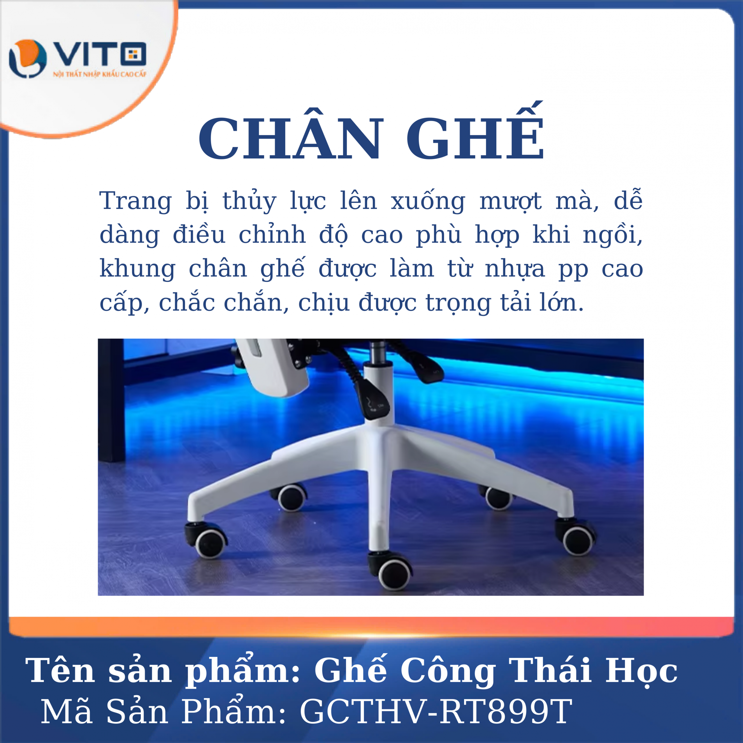 GHẾ CÔNG THÁI HỌC VITO GCTHV-RT899T 7 Ghế công thái học Vito GCTHV-RT899T - Ảnh 7