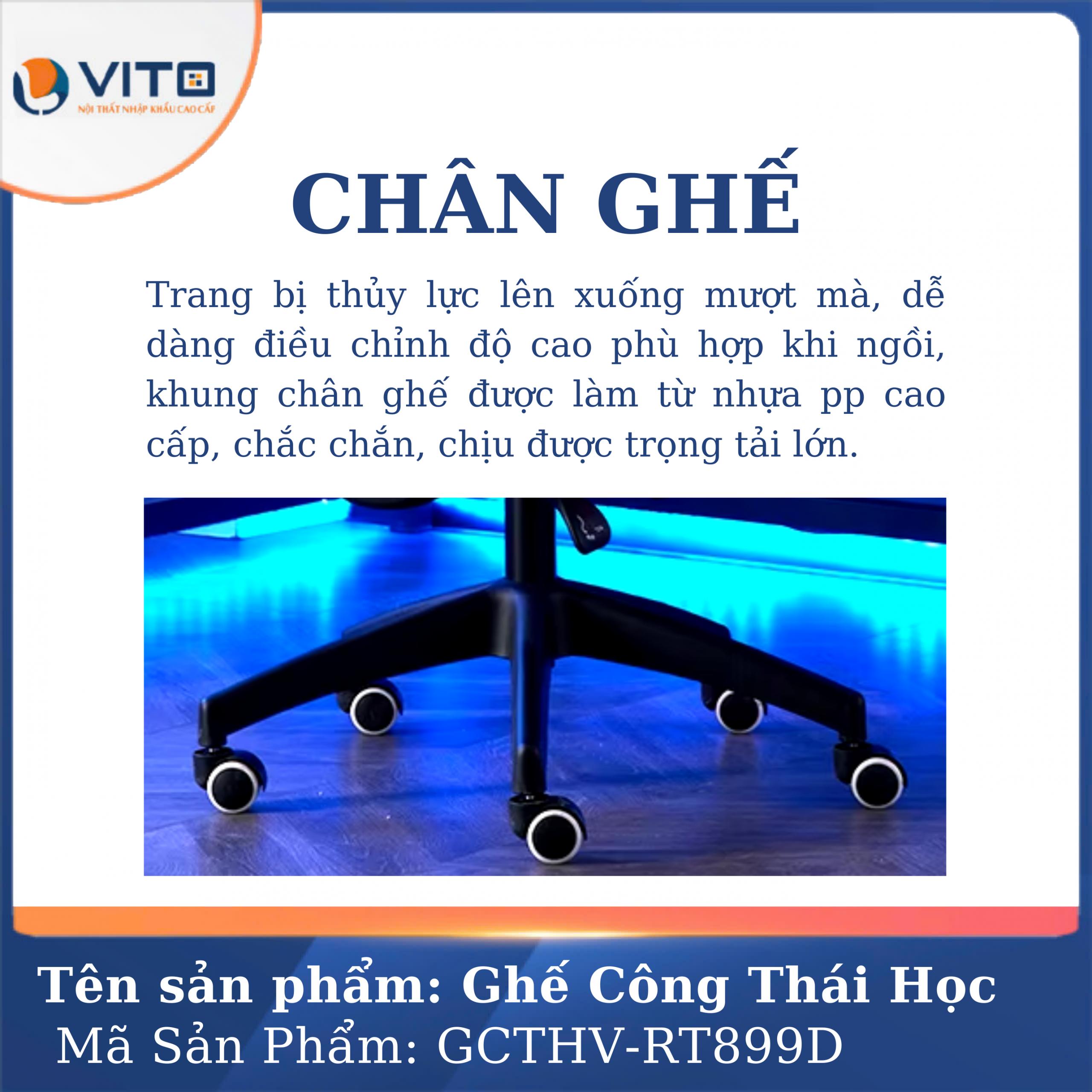GHẾ CÔNG THÁI HỌC VITO GCTHV-RT899D 6 Ghế công thái học Vito GCTHV-RT899D - Ảnh 6