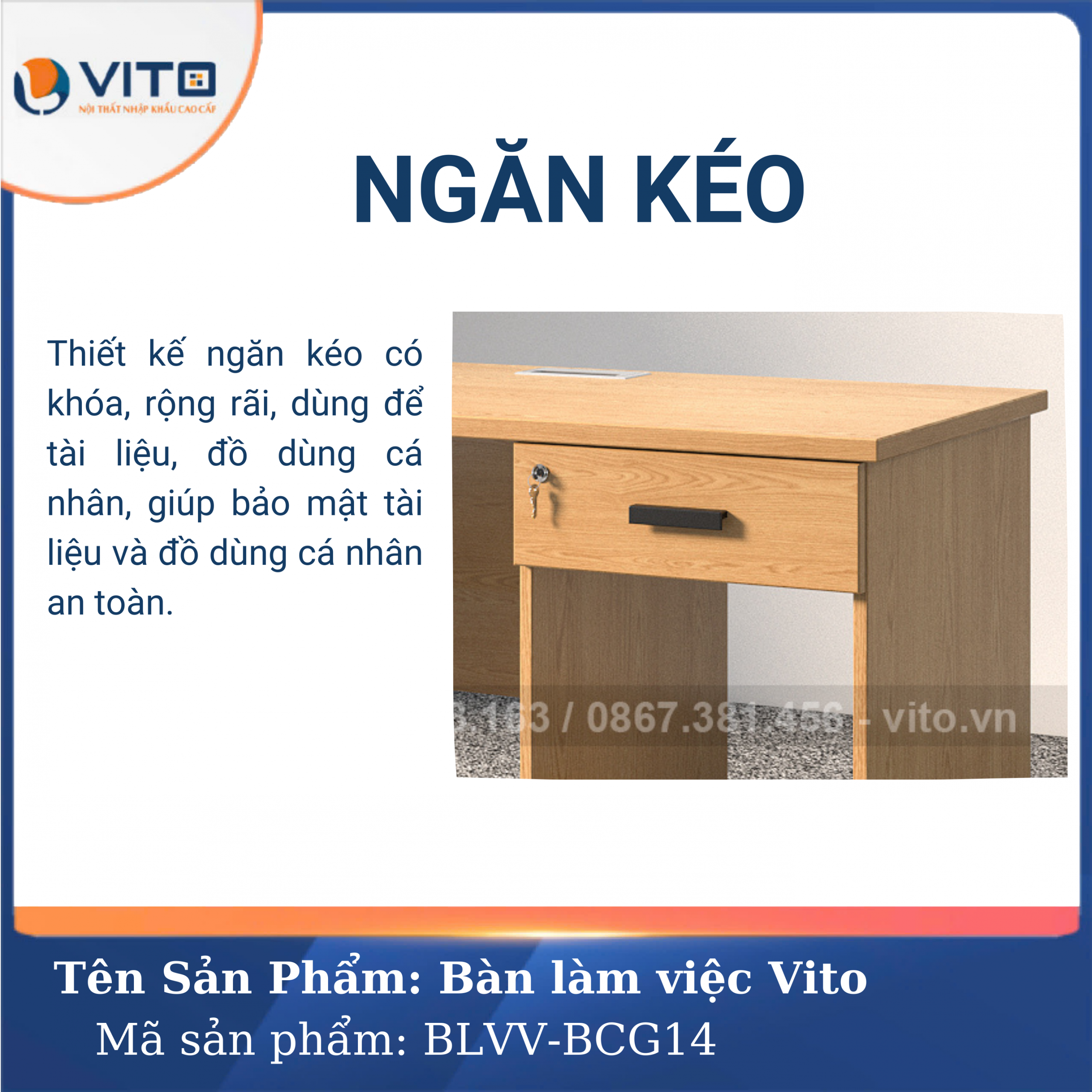 BÀN LÀM VIỆC CHÂN GỖ VITO BLVV-BCG14 5 Bàn làm việc chân gỗ Vito BLVV-BCG14 - Ảnh 5