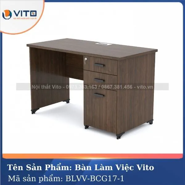 BÀN LÀM VIỆC CHÂN GỖ BLVV-BCG17-1 4 Bàn Làm việc chân gỗ BLVV-BCG17-1 - Ảnh 4
