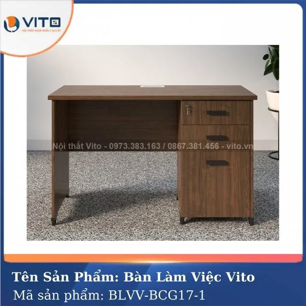 BÀN LÀM VIỆC CHÂN GỖ BLVV-BCG17-1 2 Bàn Làm việc chân gỗ BLVV-BCG17-1 - Ảnh 2