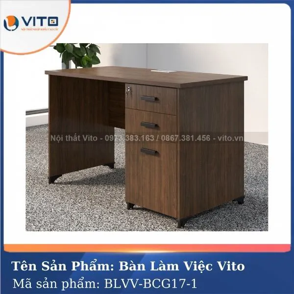 BÀN LÀM VIỆC CHÂN GỖ BLVV-BCG17-1 3 Bàn Làm việc chân gỗ BLVV-BCG17-1 - Ảnh 3