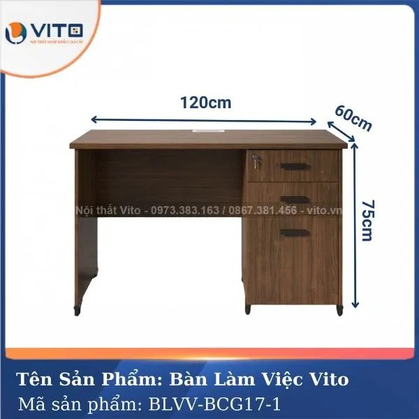 BÀN LÀM VIỆC CHÂN GỖ BLVV-BCG17-1 5 Bàn Làm việc chân gỗ BLVV-BCG17-1 - Ảnh 5