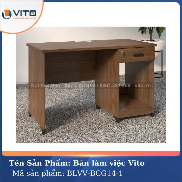 Bàn làm việc chân gỗ Vito BLVV-BCG14-1
