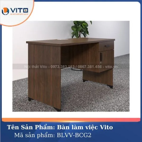 Bàn làm việc chân gỗ Vito BLVV-BCG2