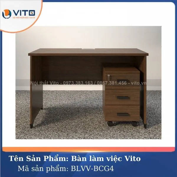 BÀN LÀM VIỆC CHÂN GỖ VITO BLVV-BCG4 3 Bàn làm việc chân gỗ Vito BLVV-BCG4 - Ảnh 3