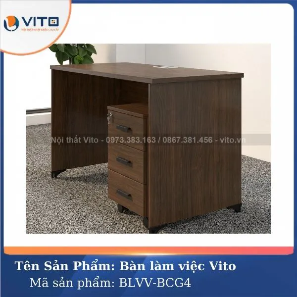 BÀN LÀM VIỆC CHÂN GỖ VITO BLVV-BCG4 2 Bàn làm việc chân gỗ Vito BLVV-BCG4 - Ảnh 2