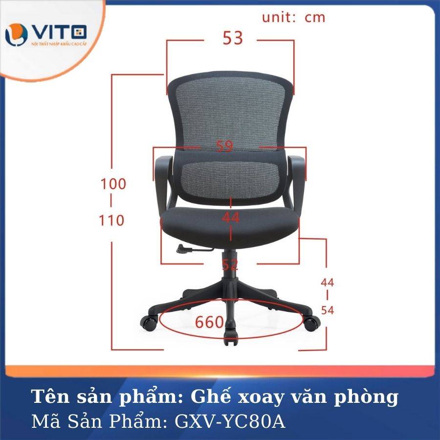 GHẾ XOAY VĂN PHÒNG VITO GXV-YC80A 3 Ghế xoay văn phòng Vito GXV-YC80A - Ảnh 3