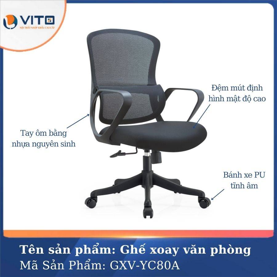 GHẾ XOAY VĂN PHÒNG VITO GXV-YC80A 4 Ghế xoay văn phòng Vito GXV-YC80A - Ảnh 4
