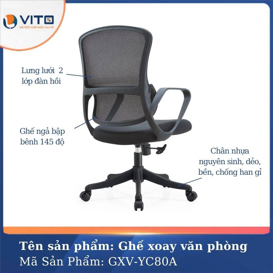 GHẾ XOAY VĂN PHÒNG VITO GXV-YC80A 5 Ghế xoay văn phòng Vito GXV-YC80A - Ảnh 5