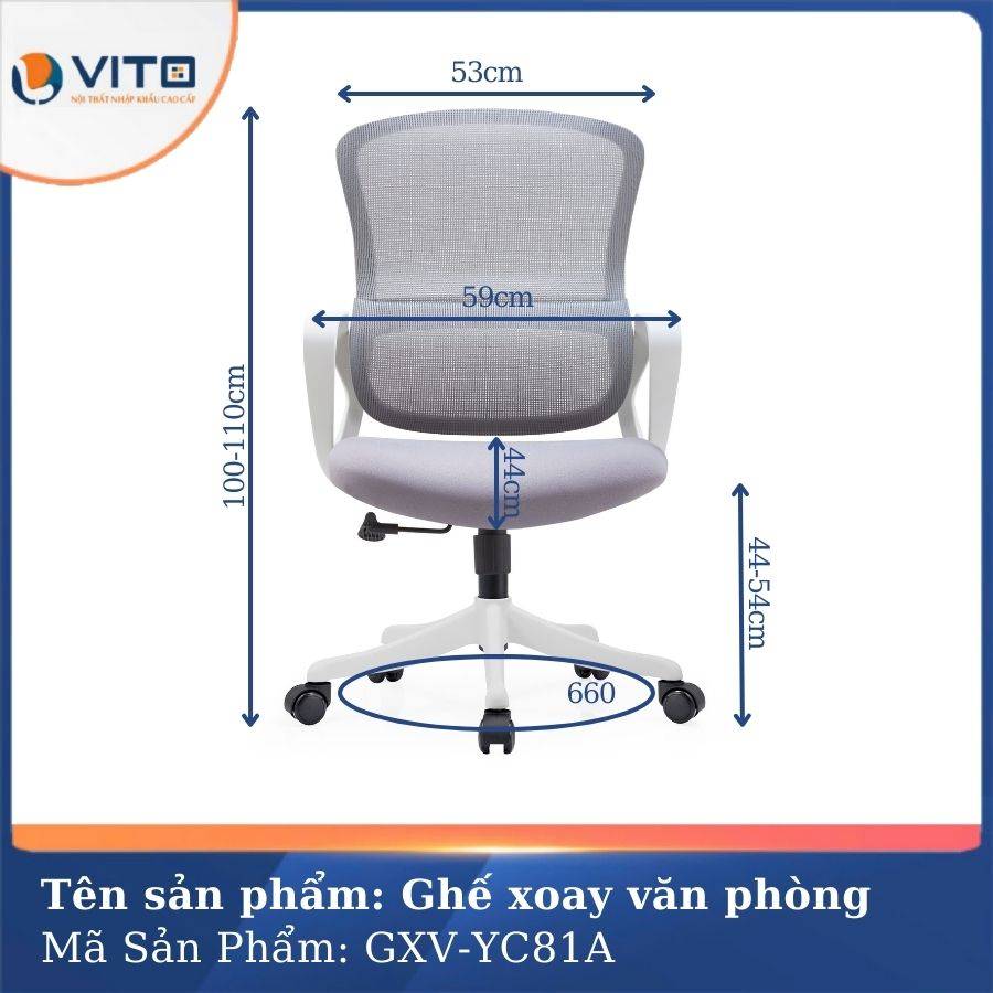 GHẾ XOAY VĂN PHÒNG VITO GXV-YC81A 3 Ghế xoay văn phòng Vito GXV-YC81A - Ảnh 3