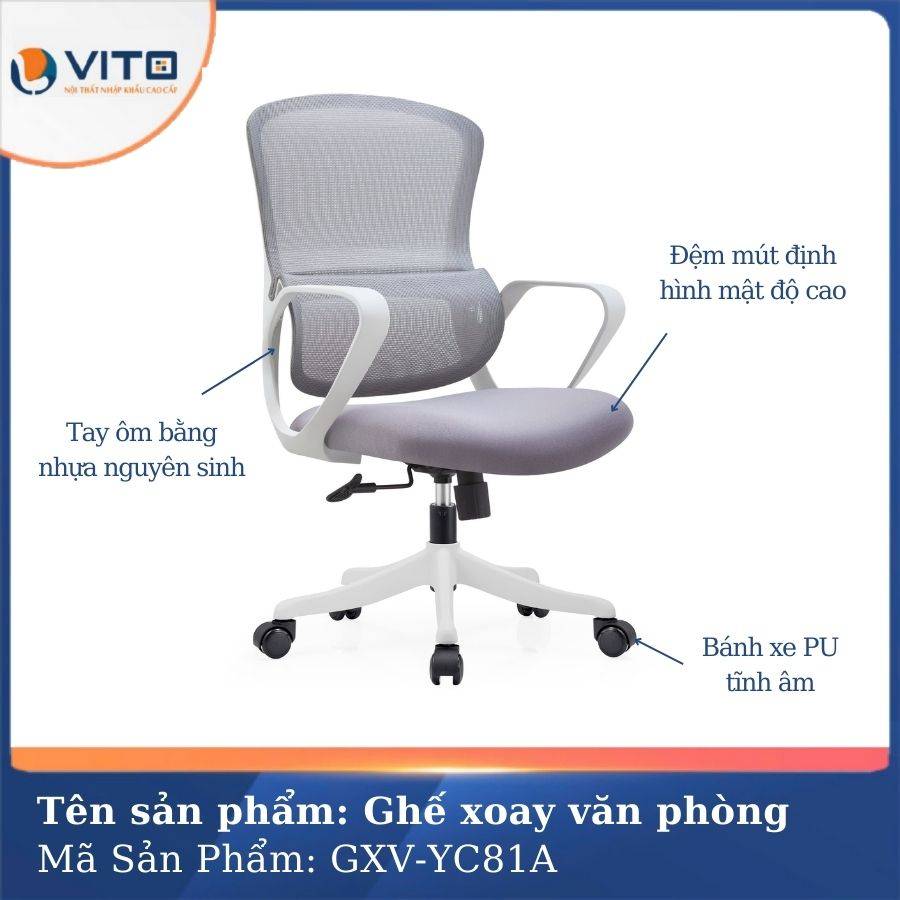GHẾ XOAY VĂN PHÒNG VITO GXV-YC81A 5 Ghế xoay văn phòng Vito GXV-YC81A - Ảnh 5