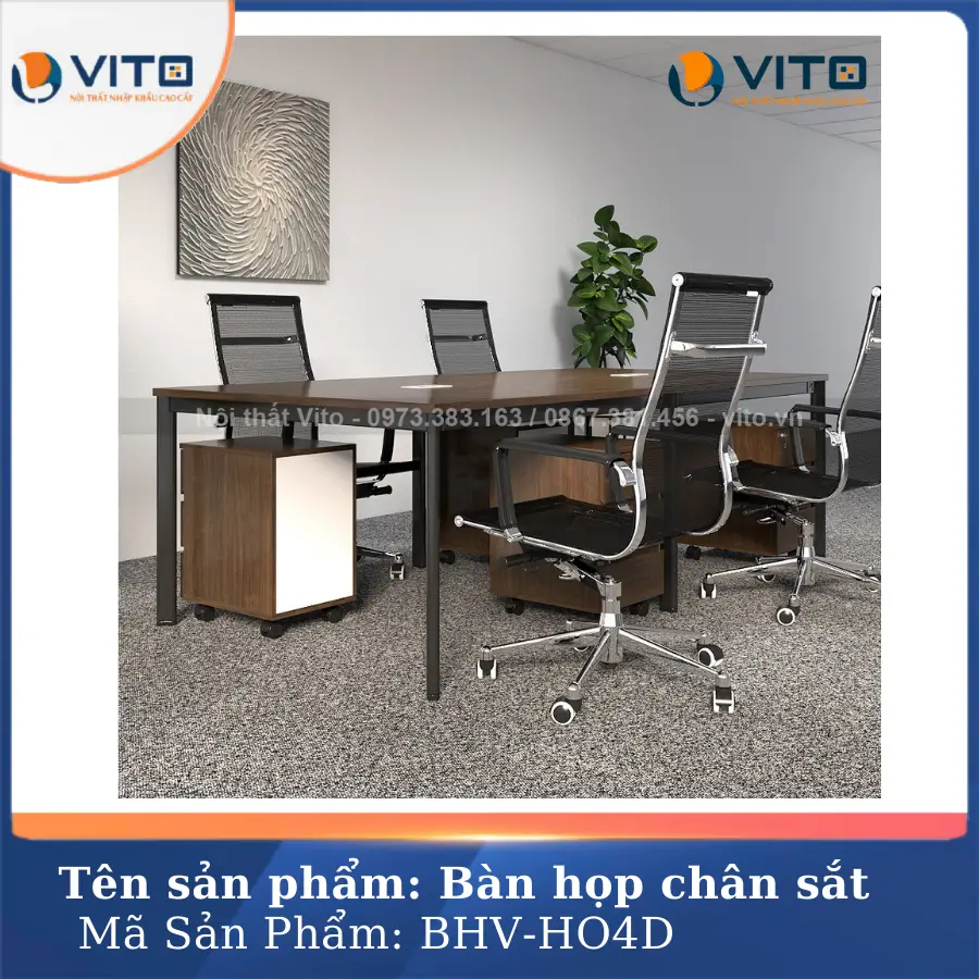 BÀN HỌP VĂN PHÒNG CHÂN OVAL VITO BHV-HO4D 4 Bàn họp văn phòng chân oval Vito BHV-HO4D - Ảnh 4