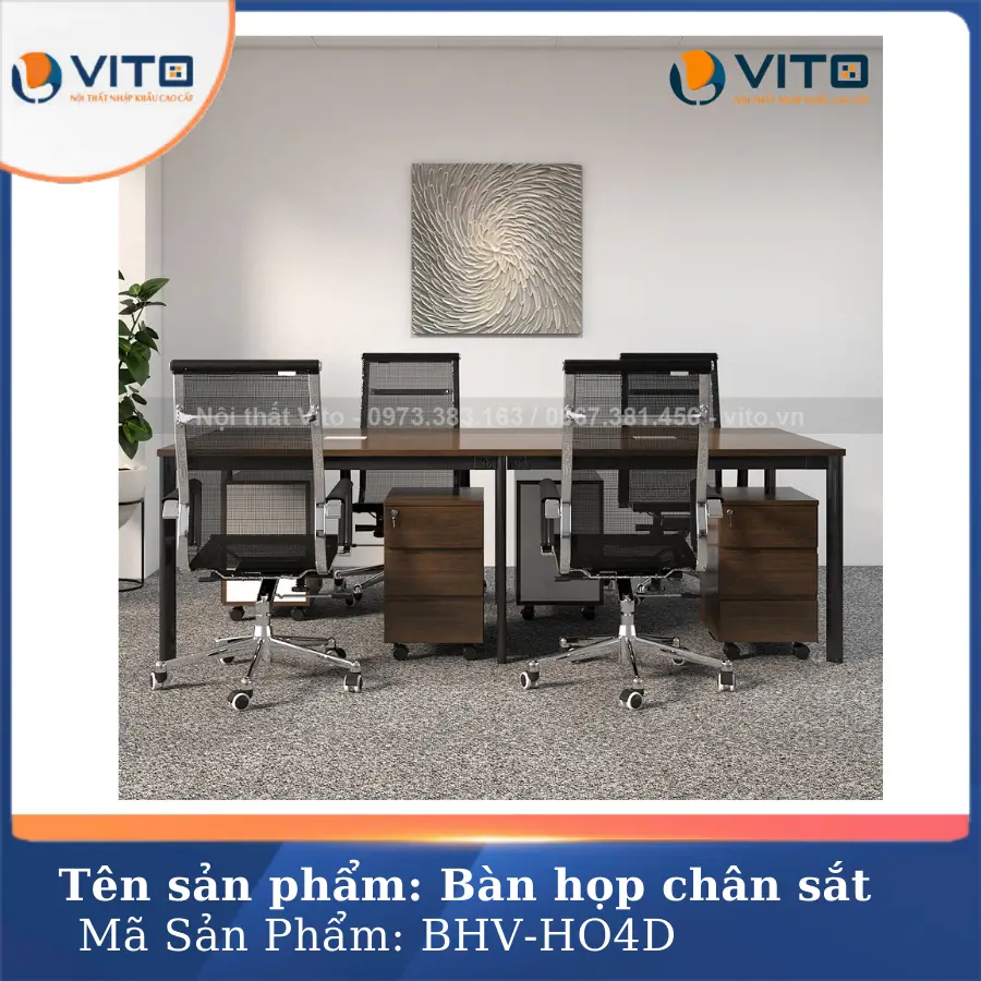 BÀN HỌP VĂN PHÒNG CHÂN OVAL VITO BHV-HO4D 3 Bàn họp văn phòng chân oval Vito BHV-HO4D - Ảnh 3