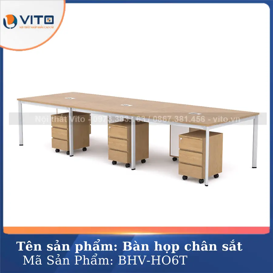 Bàn họp văn phòng Vito chân oval Vito BHV-HO6T