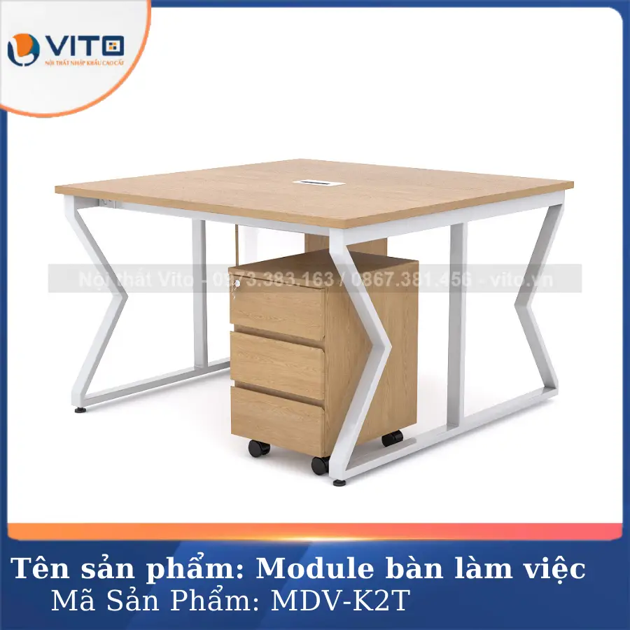 Module bàn làm việc 2 người chân chữ K Vito MDV-K2T