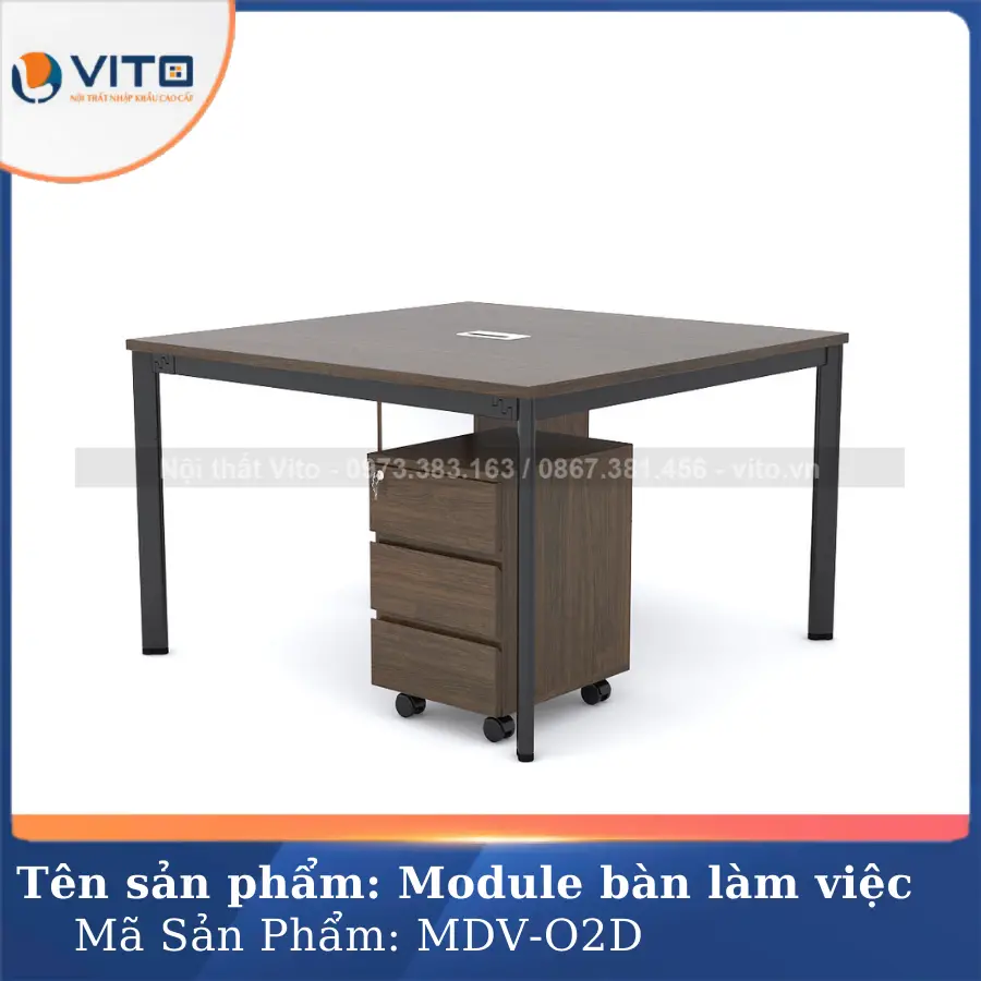 Module bàn làm việc 2 người chân oval Vito MDV-O2D