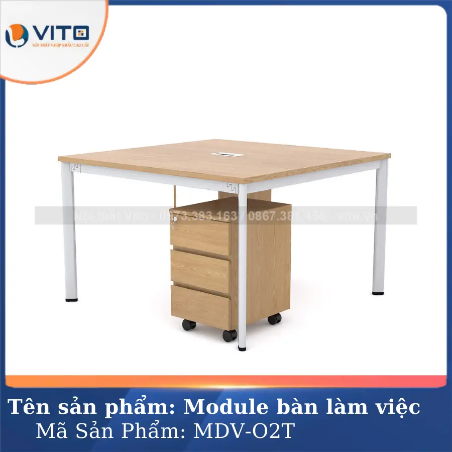 Module bàn làm việc 2 người chân oval Vito MDV-O2T