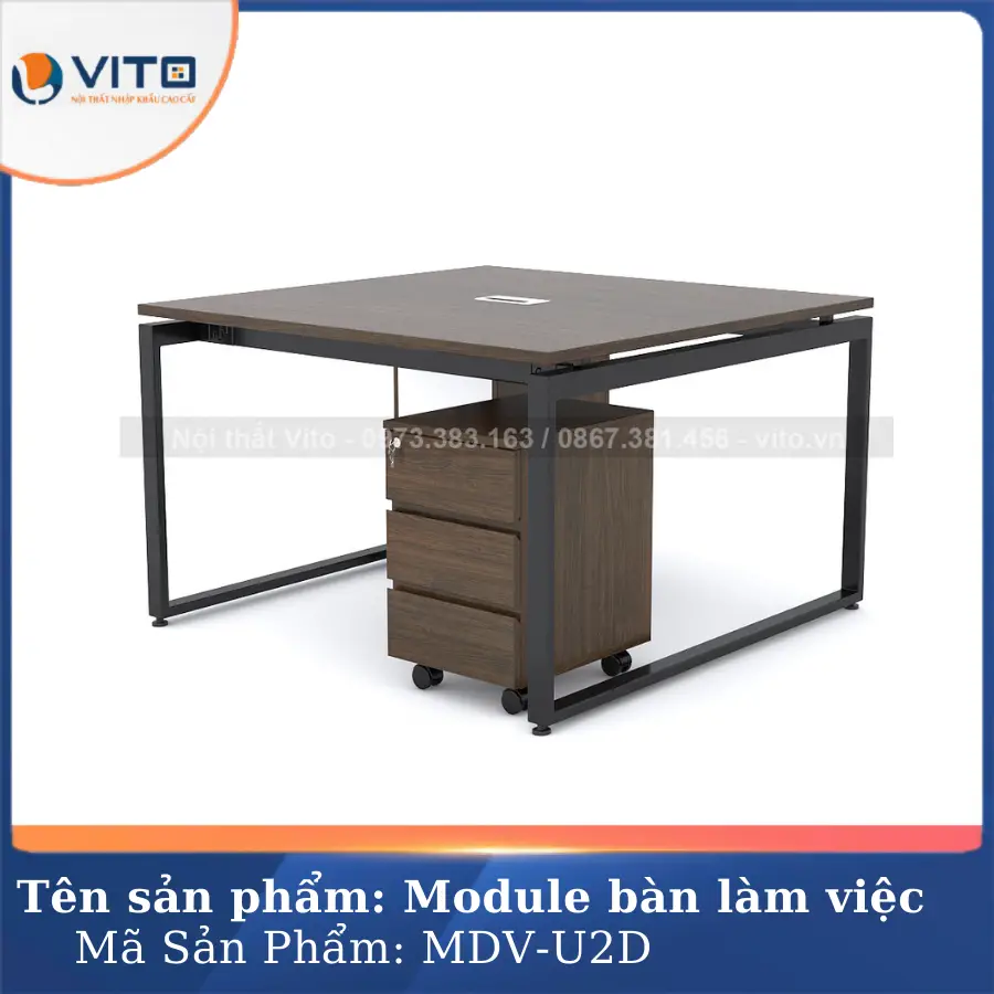 Module bàn làm việc 2 người chân chữ U Vito MDV-U2D