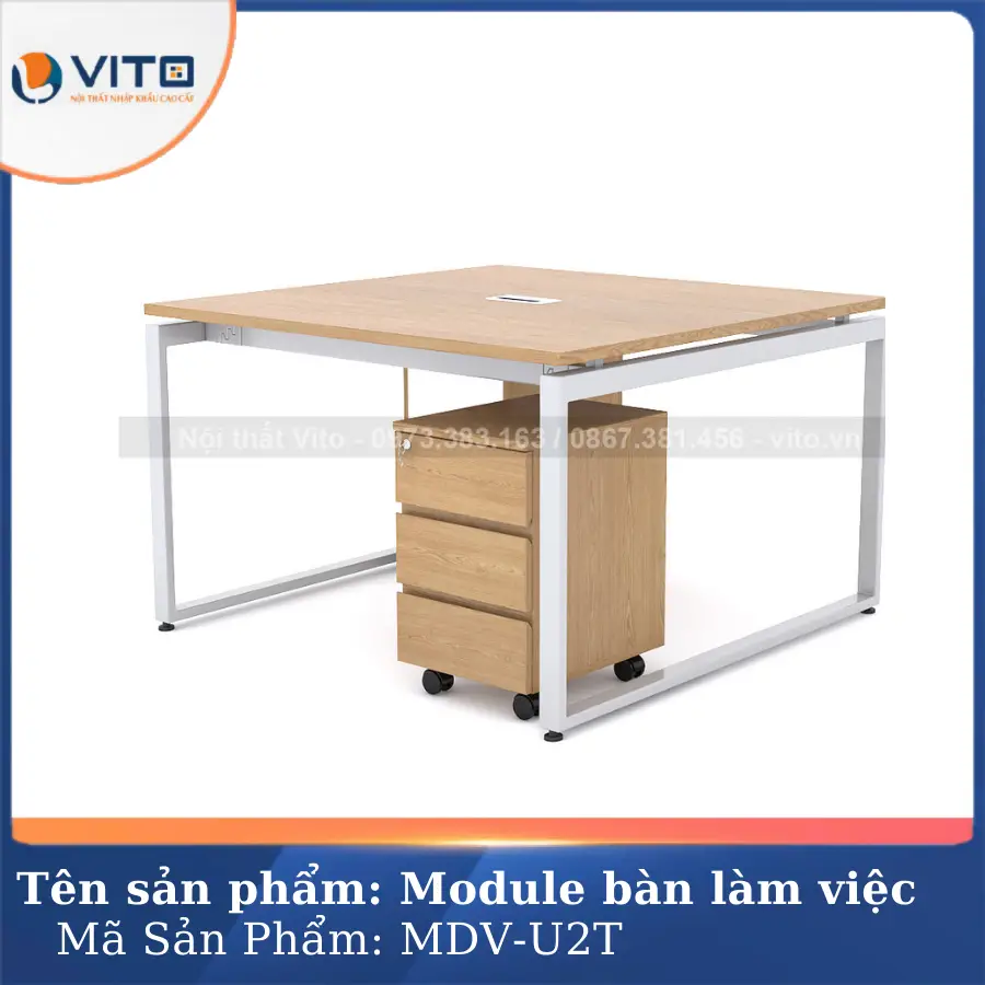 Module bàn làm việc 2 người chân chữ U Vito MDV-U2T
