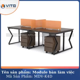 Module bàn làm việc 4 người chân chữ K Vito MDV-K4D
