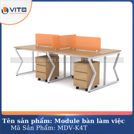 Module bàn làm việc 4 người chân chữ K Vito MDV-K4T