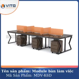 Module bàn làm việc 6 người chân chữ K Vito MDV-K6D