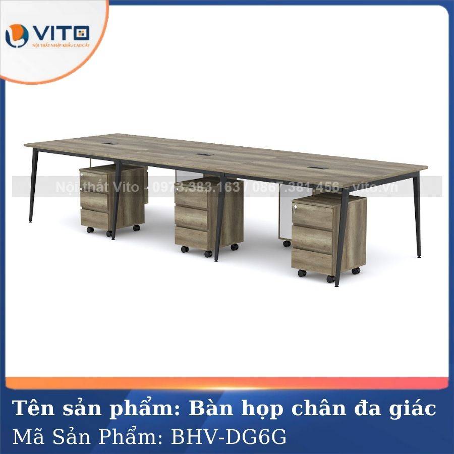Bàn họp văn phòng chân đa giác BHV-HDG6G
