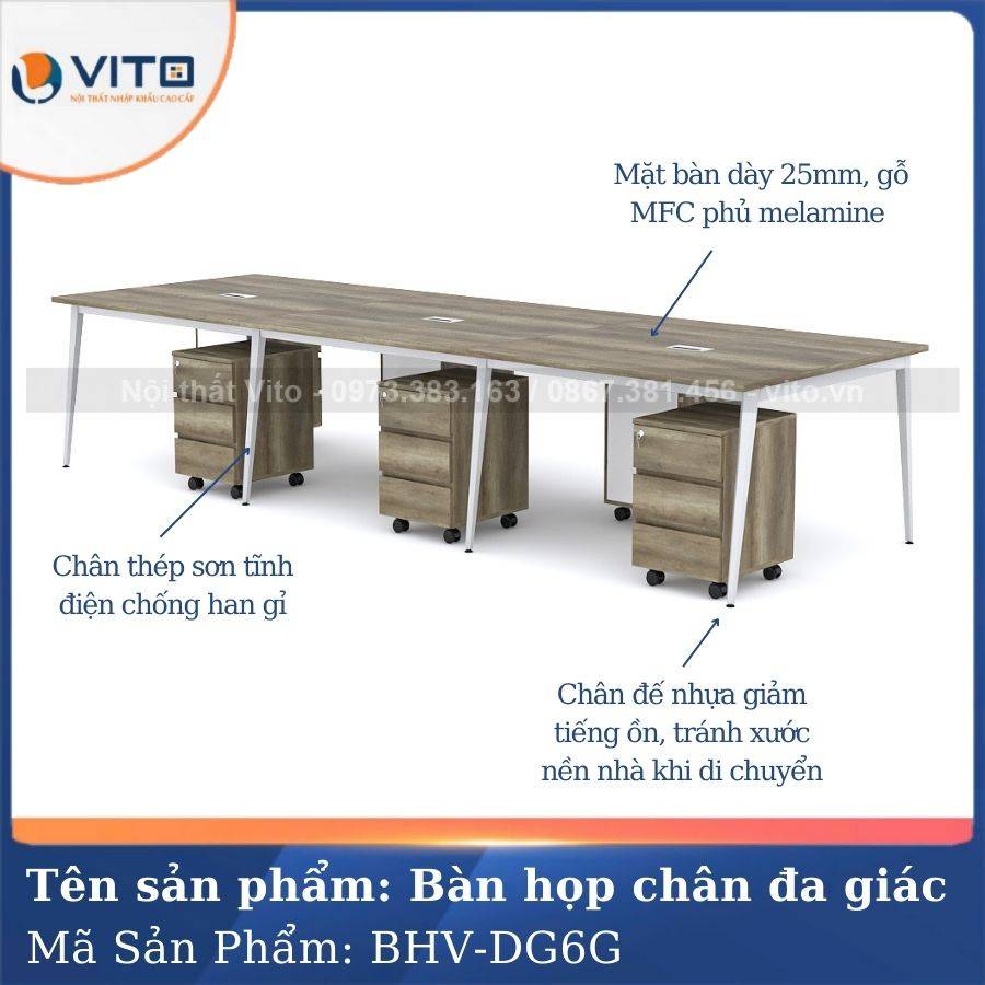 BÀN HỌP VĂN PHÒNG CHÂN ĐA GIÁC BHV-HDG6G 3 Bàn họp văn phòng chân đa giác BHV-HDG6G - Ảnh 3