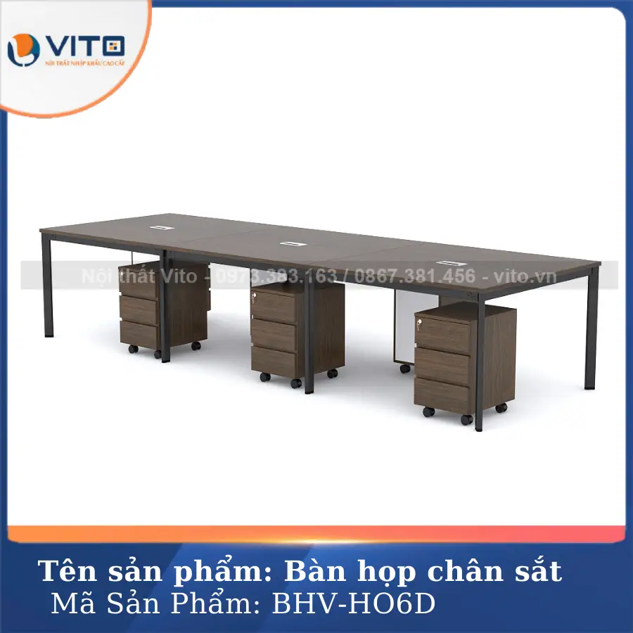 Bàn họp văn phòng chân oval Vito BHV-HO6D