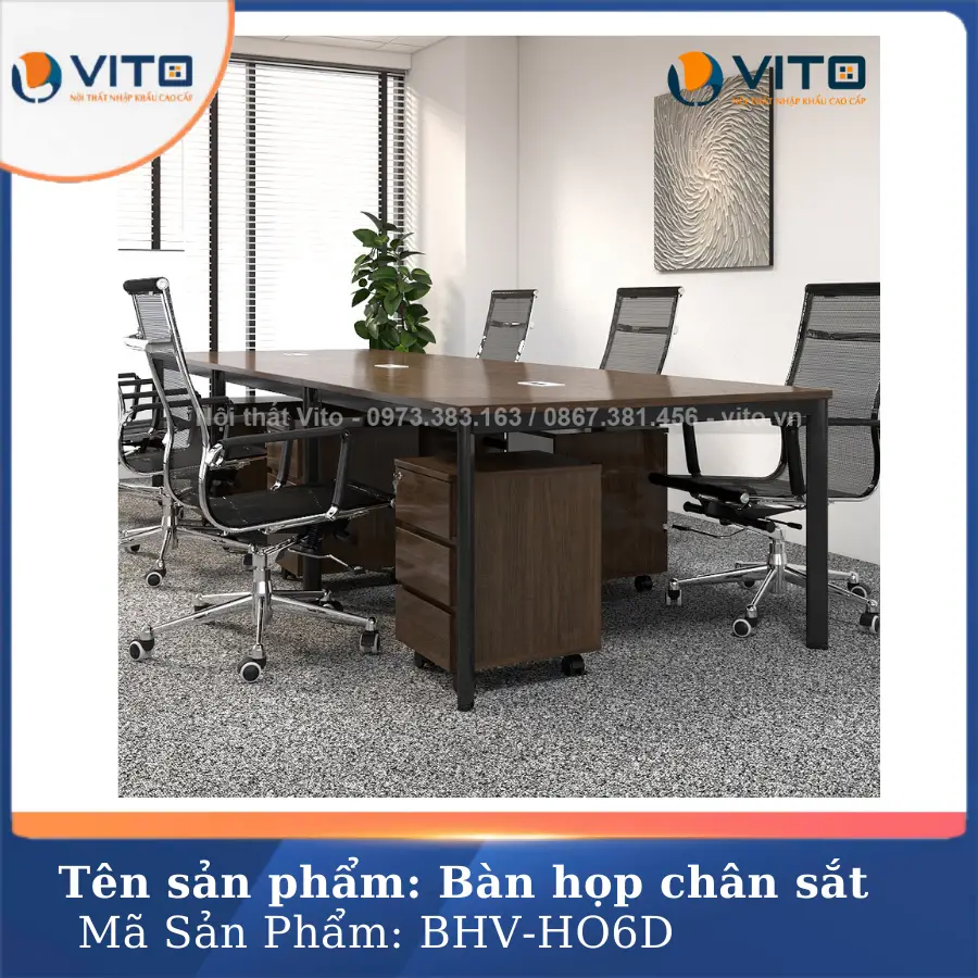 BÀN HỌP VĂN PHÒNG CHÂN OVAL VITO BHV-HO6D 4 Bàn họp văn phòng chân oval Vito BHV-HO6D - Ảnh 4