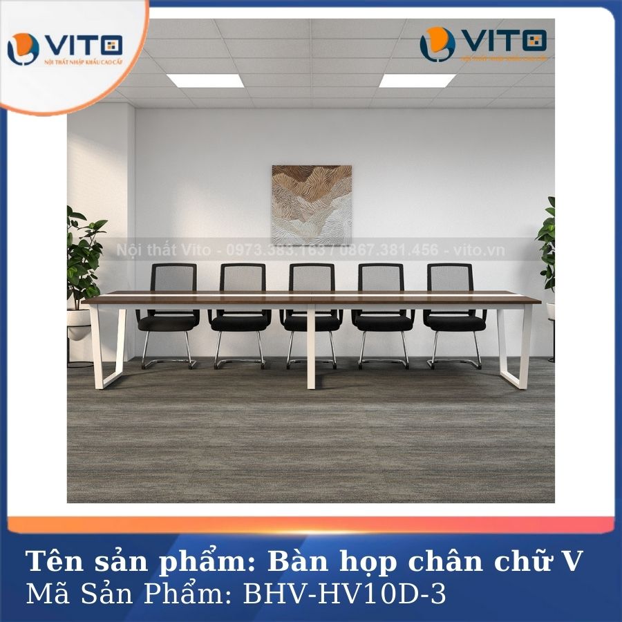 BÀN HỌP VĂN PHÒNG CHÂN CHỮ V BHV-HV10D-3 5 Bàn họp văn phòng chân chữ V BHV-HV10D-3 - Ảnh 5