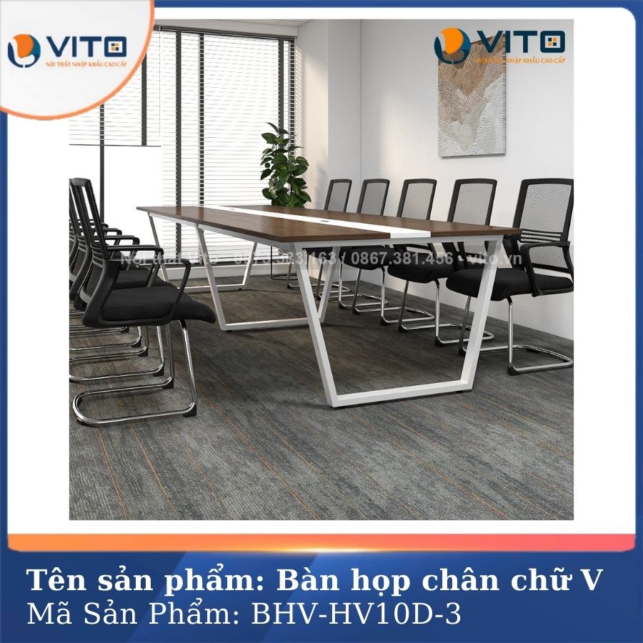 BÀN HỌP VĂN PHÒNG CHÂN CHỮ V BHV-HV10D-3 4 Bàn họp văn phòng chân chữ V BHV-HV10D-3 - Ảnh 4