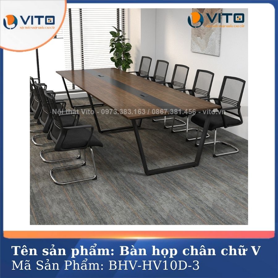 BÀN HỌP VĂN PHÒNG CHÂN CHỮ V BHV-HV10D-3 3 Bàn họp văn phòng chân chữ V BHV-HV10D-3 - Ảnh 3