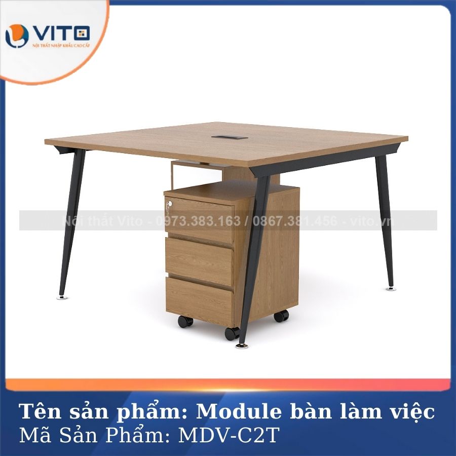 Module bàn làm việc 2 người chân côn Vito MDV-C2T