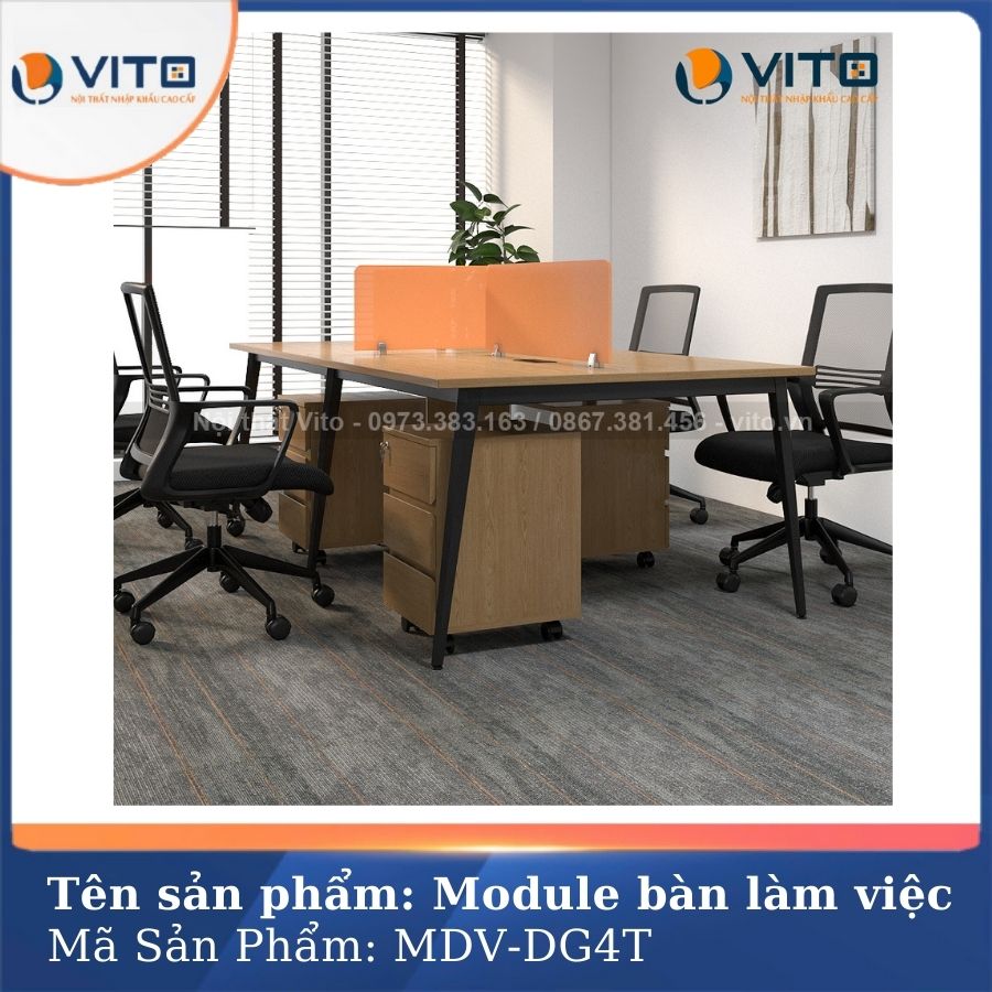 MODULE BÀN LÀM VIỆC 4 NGƯỜI CHÂN ĐA GIÁC MDV-DG4T 5 Module bàn làm việc 4 người chân đa giác MDV-DG4T - Ảnh 5