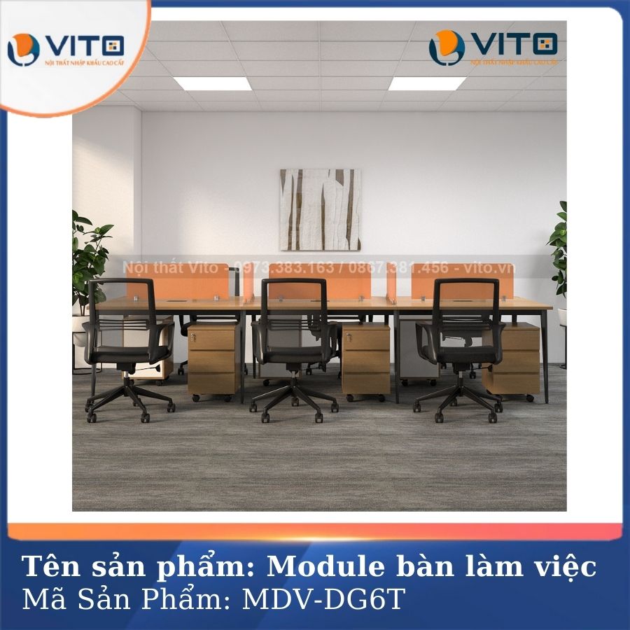 MODULE BÀN LÀM VIỆC 6 NGƯỜI CHÂN ĐA GIÁC MDV-DG6T 3 Module bàn làm việc 6 người chân đa giác MDV-DG6T - Ảnh 3