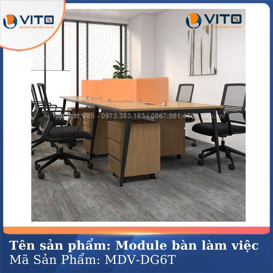 MODULE BÀN LÀM VIỆC 6 NGƯỜI CHÂN ĐA GIÁC MDV-DG6T 4 Module bàn làm việc 6 người chân đa giác MDV-DG6T - Ảnh 4