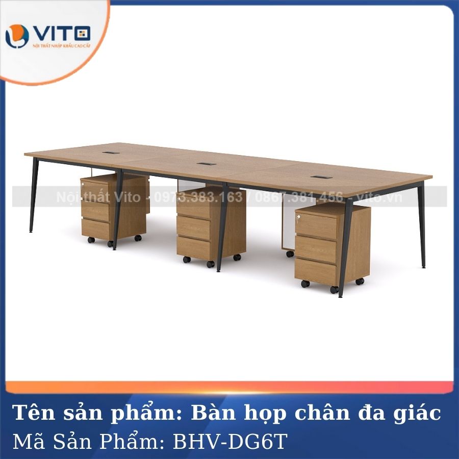 Bàn họp văn phòng chân đa giác BHV-HDG6T